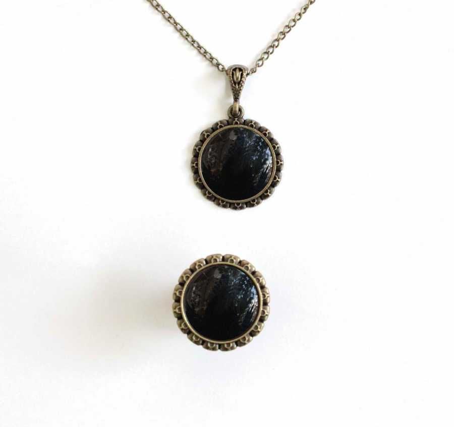 İlbay Çini Takı  Kolye Yüzük Seti 2500DS304