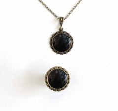 İlbay Çini Takı  Kolye Yüzük Seti 2500DS304