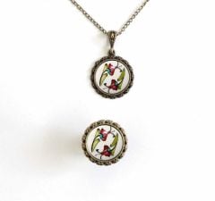 İlbay Çini Takı  Kolye Yüzük Seti 2500DS103