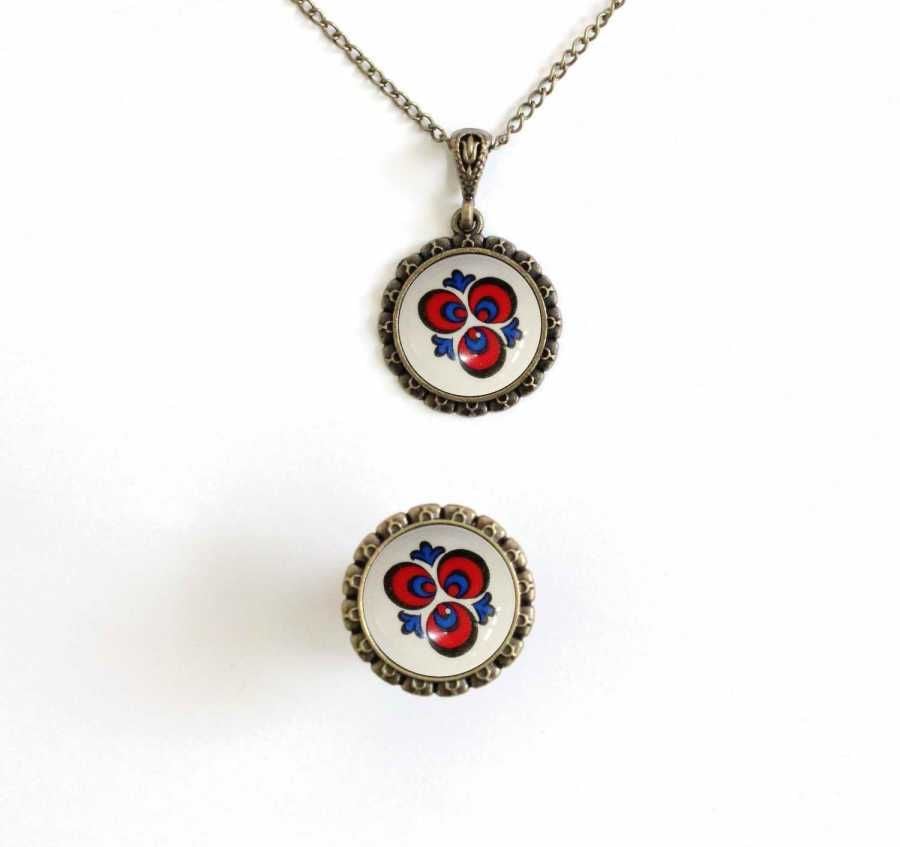 İlbay Çini Takı  Kolye Yüzük Seti 2500DS101