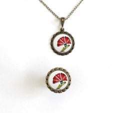 İlbay Çini Takı  Kolye Yüzük Seti 2500DS100