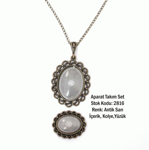 Kolye Yüzük Aparat Takım Set 2816 Antik Sarı