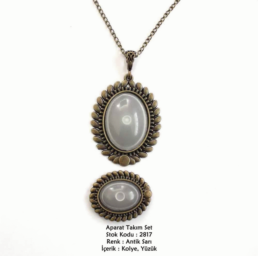 Kolye Yüzük Aparat Takım Set 2817 Antik Sarı