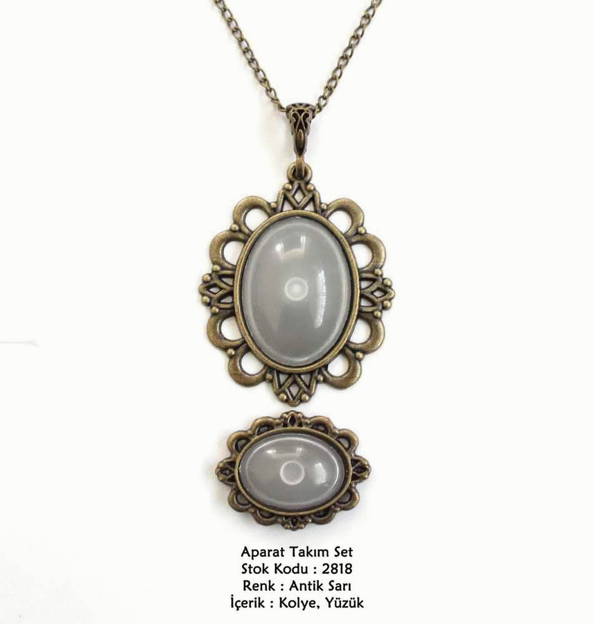 Kolye Yüzük Aparat Takım Set 2818 Antik Sarı
