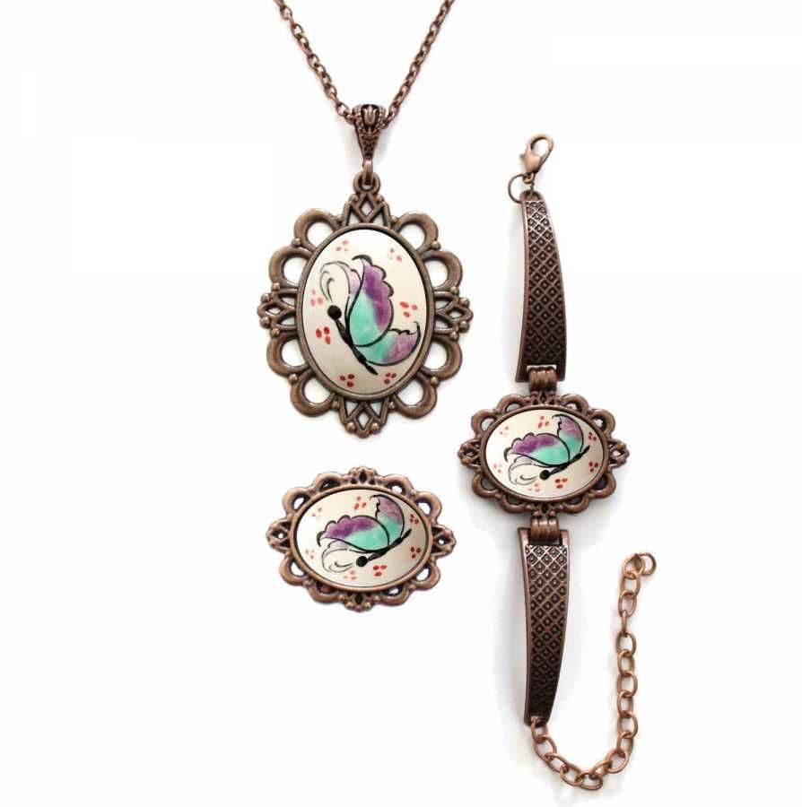 İlbay Çini Takı Kolye Bileklik Yüzük Seti 2418DS094