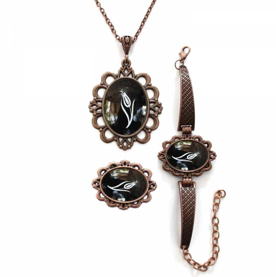 İlbay Çini Takı Kolye Bileklik Yüzük Seti 2418DS528