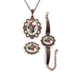 İlbay Çini Takı Kolye Bileklik Yüzük Seti 2418DS010