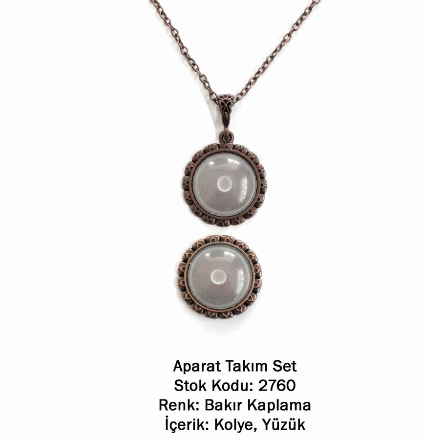 Kolye Yüzük Aparat Takım Set 2760 Bakır Kaplama