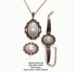 Kolye Bileklik Yüzük Aparat Takım Set 2412 Bakır Kaplama