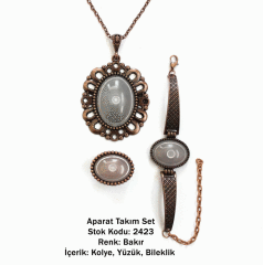 Kolye Bileklik Yüzük Aparat Takım Set 2423 Bakır Kaplama