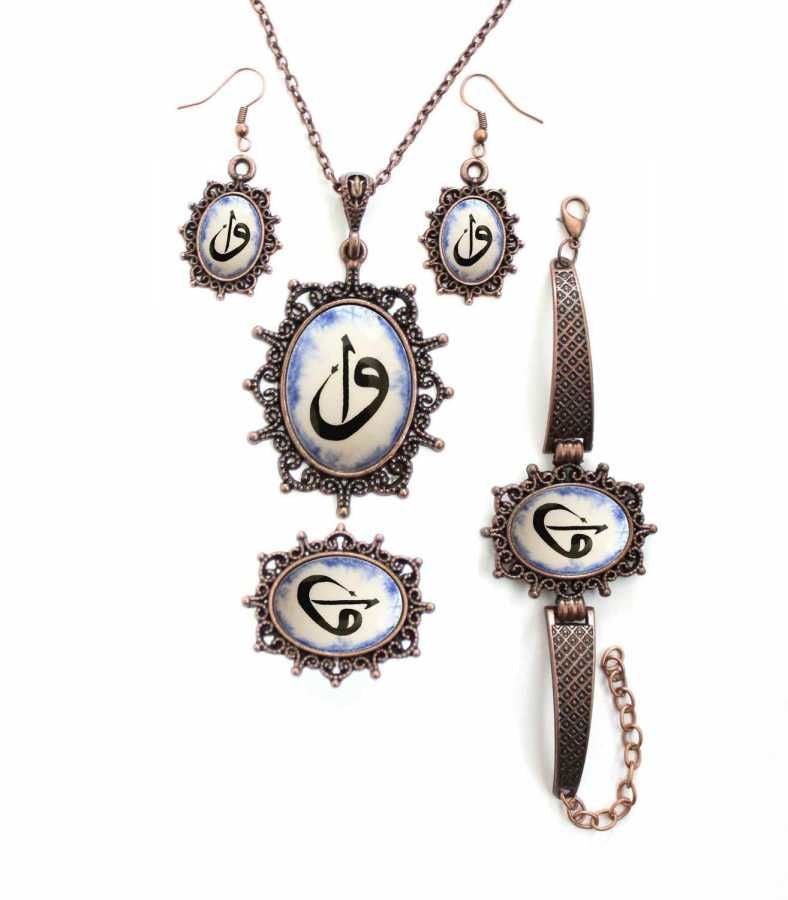 İlbay Çini Takı Kolye Bileklik Yüzük Küpe Seti 2109DS216