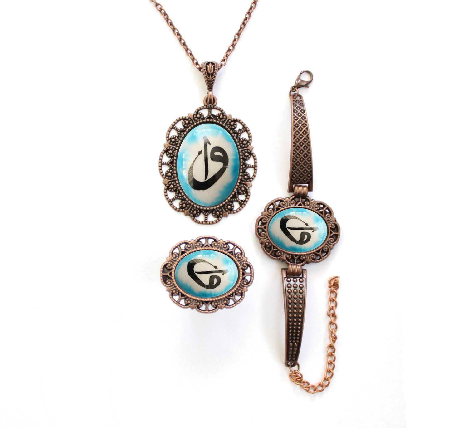 İlbay Çini Takı Kolye Bileklik Yüzük Küpe Seti 2111DS203