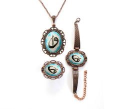 İlbay Çini Takı Kolye Bileklik Yüzük Küpe Seti 2111DS203
