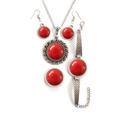 İlbay Çini Takı Kolye Bileklik Yüzük Küpe Seti 2066DS350