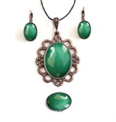 İlbay Çini Takı Kolye Yüzük Küpe Seti 074LDS302