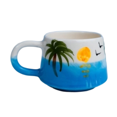 Seramik Kupa Bardak Mug Klasik Palmiye