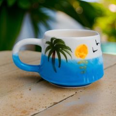 Seramik Kupa Bardak Mug Klasik Palmiye