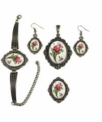 İlbay Çini Takı Kolye Bileklik Yüzük Küpe Seti 2031DS002