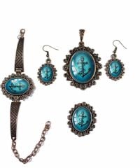 İlbay Çini Takı Kolye Bileklik Yüzük Küpe Seti 2023DS707