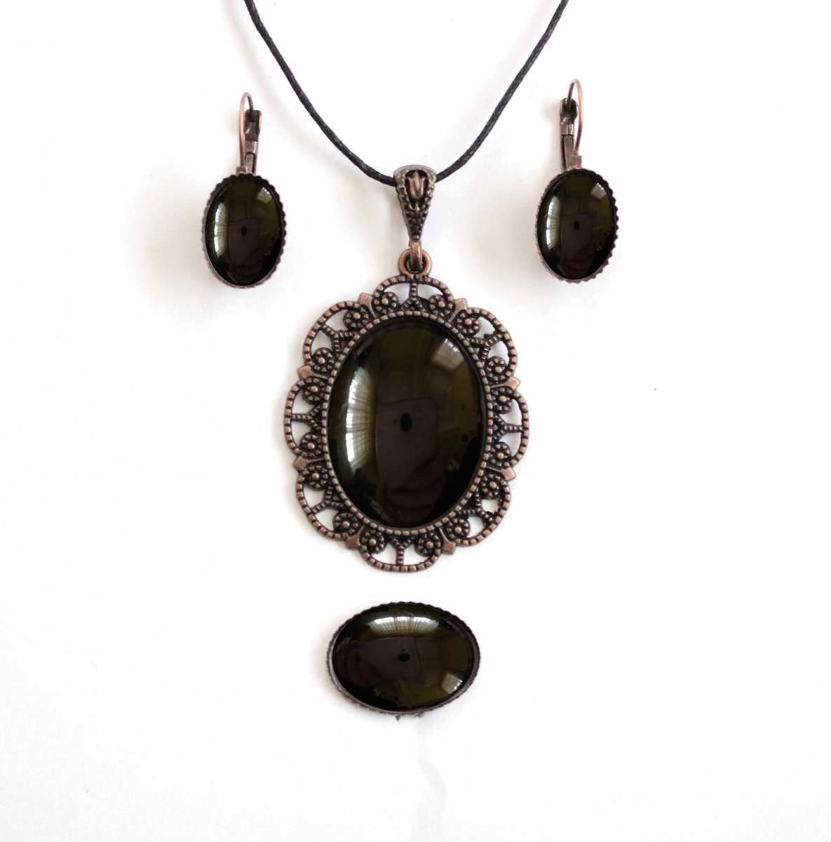 İlbay Çini Takı Kolye Bileklik Yüzük Küpe Seti 2015DS005