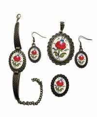 İlbay Çini Takı Kolye Bileklik Yüzük Küpe Seti 2018DS008