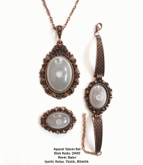 Kolye Bileklik Yüzük Aparat Takım Set 2400 Bakır Kaplama