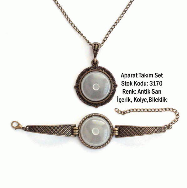 Kolye Bileklik Aparat Takım Set 3170 Antik Sarı