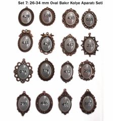 Set 07: Bakır Renkli  26-34 mm Zincirli 16 lı Oval Kolye Takı Aksesuarları Seti