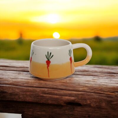 El İşi Havuç Desenli Seramik bardak Kupa Mug - 2