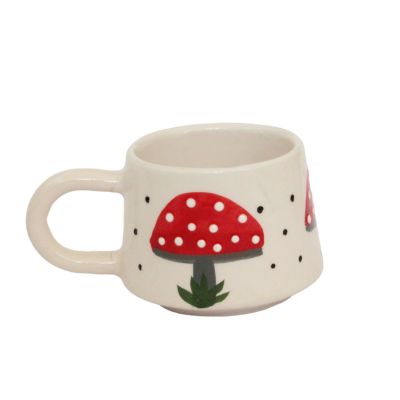 Mantar Desen El İşi Seramik Kupa Bardak Kupa Mug - 1