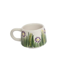 El İşi Seramik Mor Papatya Kupa Bardak Mug - 1