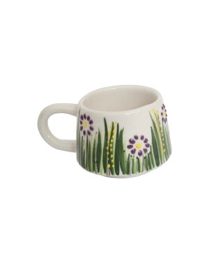 El İşi Seramik Mor Papatya Kupa Bardak Mug - 1
